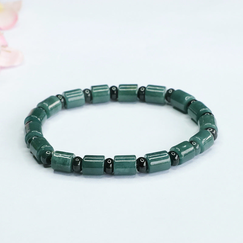 Blue Water Old Jade Sterling Silver Bracelet