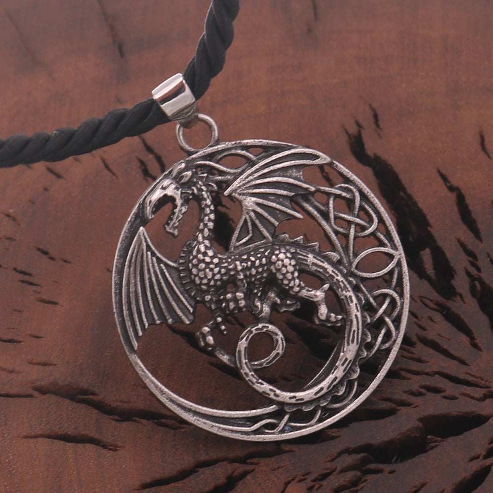 Retro Nordic Dragon Amulet Necklace for Gentlemen