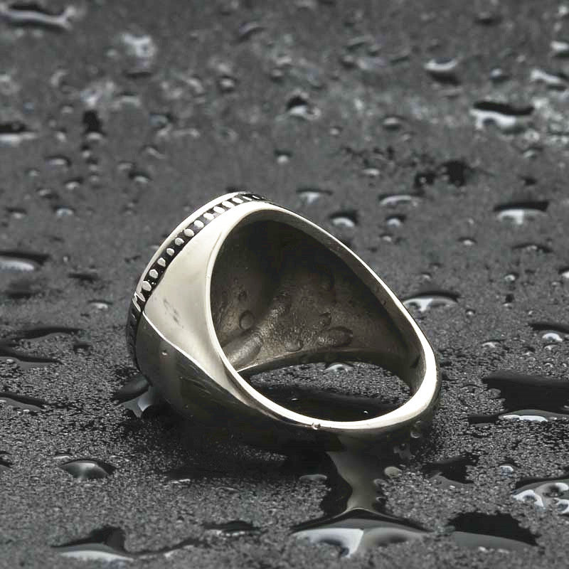 Titanium Steel Engraved Ring for Men - Retro Hipster Punk Design Direct from Manufacturer