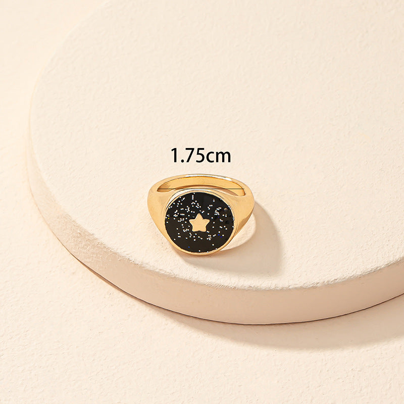 Vienna Verve Collection: Celestial Oil Drop Star Rings - Elegant Minimalism, Personalized Creativity, Light Luxury