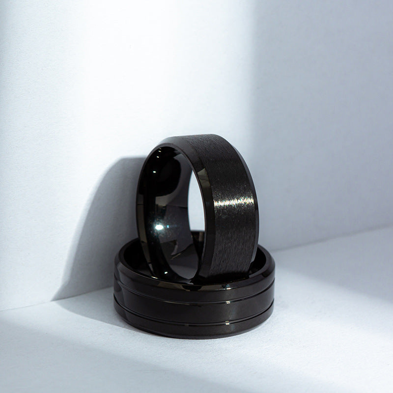 Black Matte Titanium Steel Ring - Men's Wedding Band Europe & America Collection