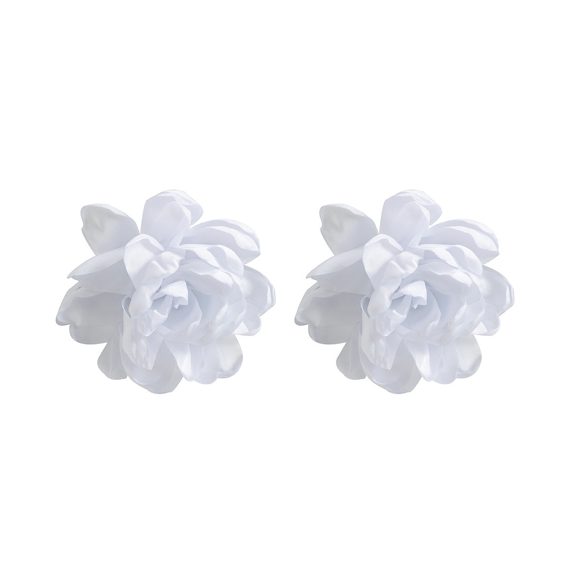 European and American Exaggerated Fabric Design Flower Earrings