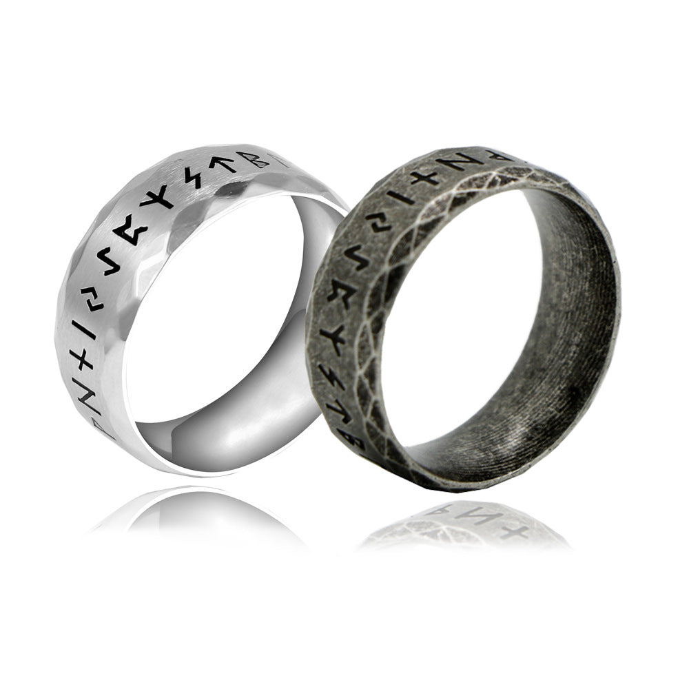 Nordic Viking Character Titanium Steel Ring for Men - Retro Style Wholesale