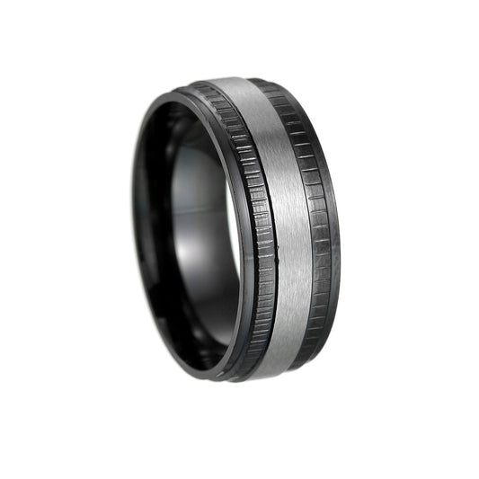 European and American Titanium Steel Ring with Embossed Design - Men's Essential Jewelry