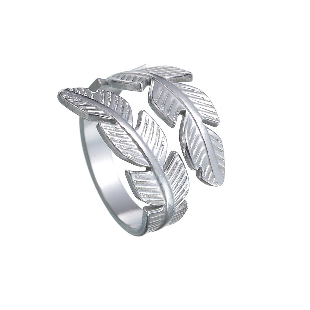 Feather Shape Titanium Couple Ring with Sonic Boom Design