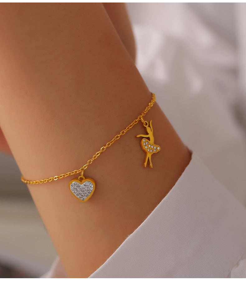 Golden Geometric Love Pendant Bracelet