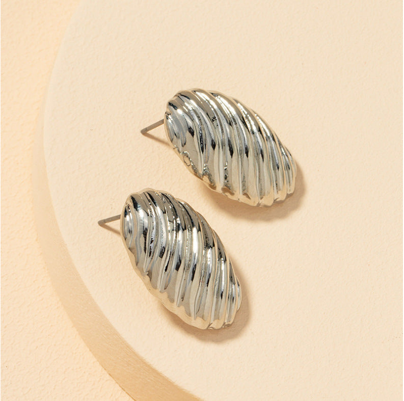 European and American Metal Texture Earrings Set - Vienna Verve Collection