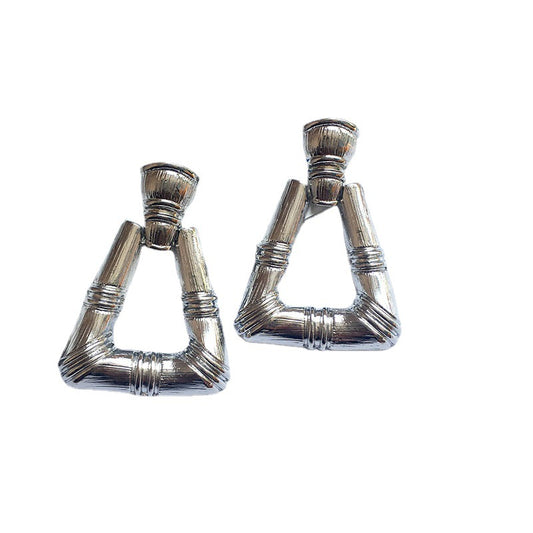 Retro Bamboo Shapes Exaggerated Earrings - Vienna Verve