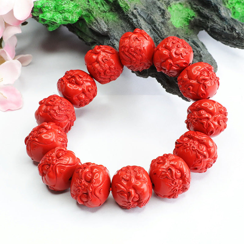 Red Sand Lion Head Sterling Silver Bracelet