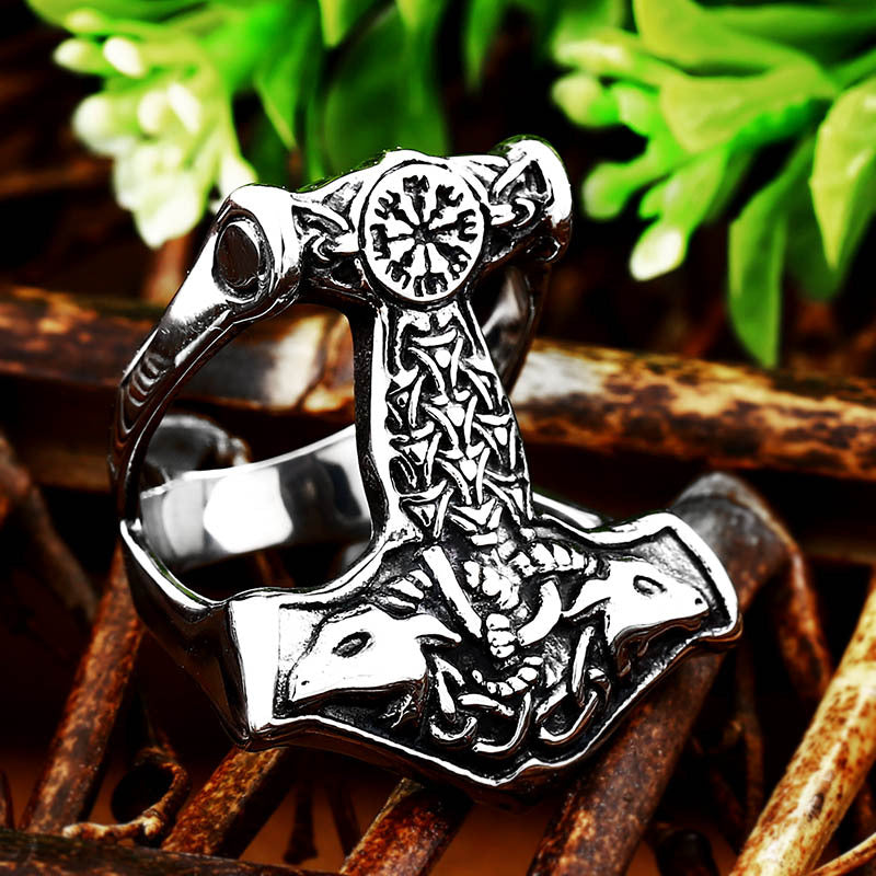 Norse-Inspired Titanium Steel Men's Ring - Unique Retro Design