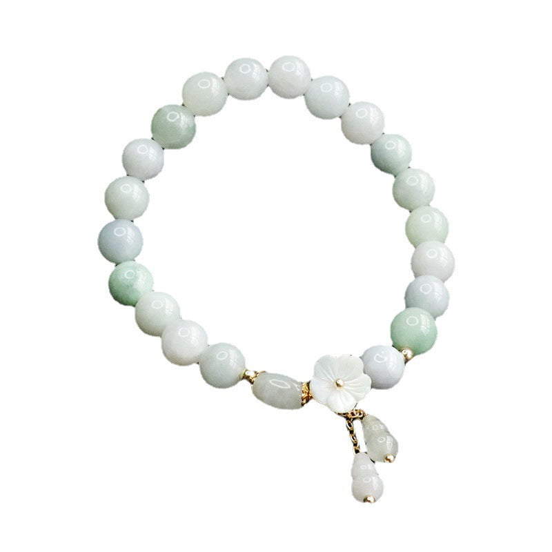 Jade Tassel Bracelet with Sterling Silver Flower Detail