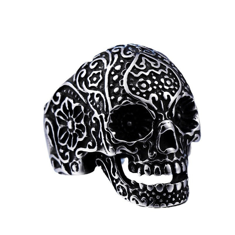 Men's Personalized Skull Ring in Titanium Steel - European and American Retro Jewelry Wholesale