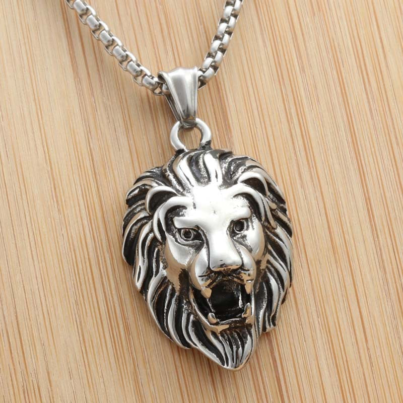 Personalized Titanium Steel Lion Head Pendant Necklace for Men - Bold Fashion Statement