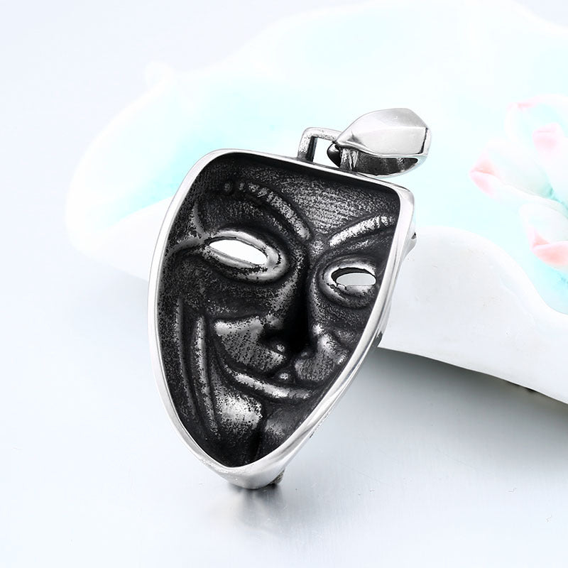 Vintage-Inspired Custom Clown Mask Pendant in Titanium Steel, Men's Stainless Steel Accessories for Wholesale Distribution