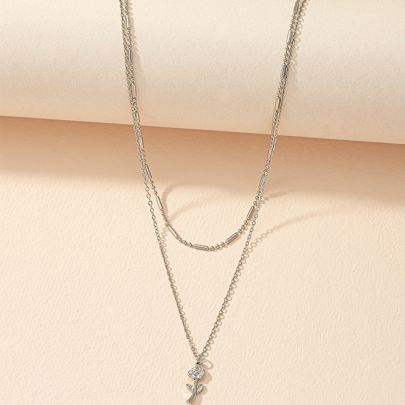 Elevated Rose Blossom Necklace in Contemporary Style with Delicate Chain