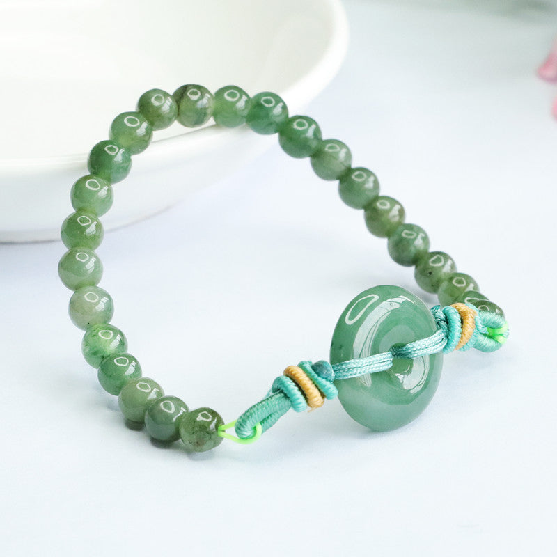 Myanmar Jade Bracelet with Sterling Silver Safety Buckle