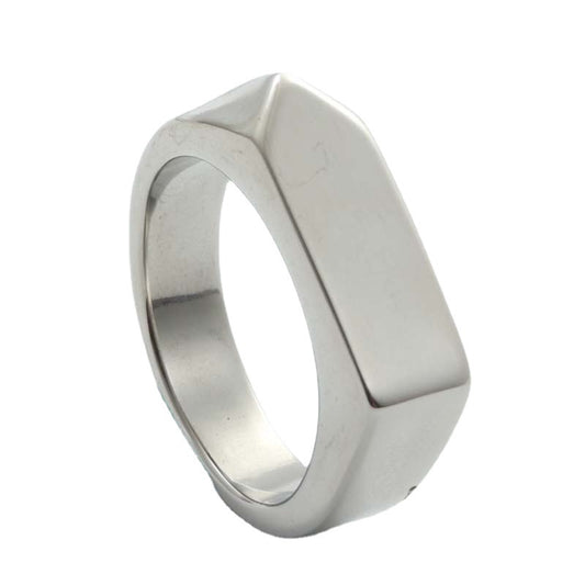 Titanium Steel Retro Polished Ring for Men - Trendy Rectangular Accessory from European and American Jewelry Collection