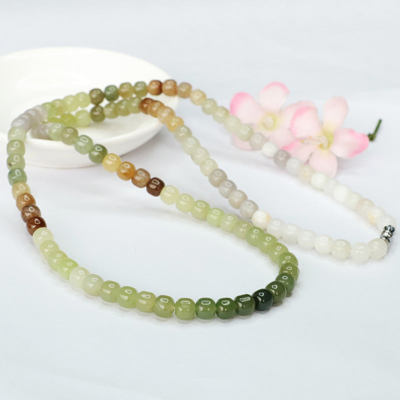 Natural Hotan Jade Colourful 108 Buddha Beads Necklace Beads Jewelry