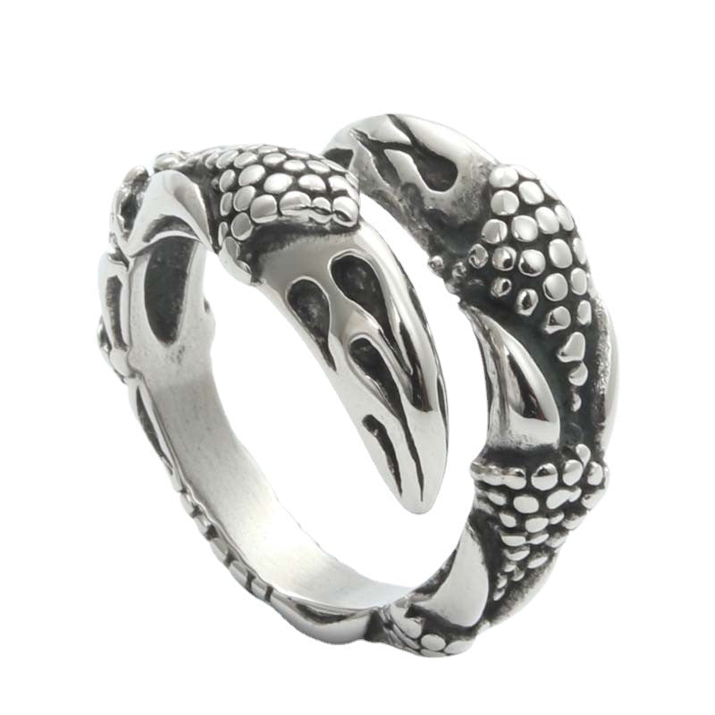 Titanium Steel Eagle Claw Ring - Retro Trendy Men's Accessory from Planderful Collection