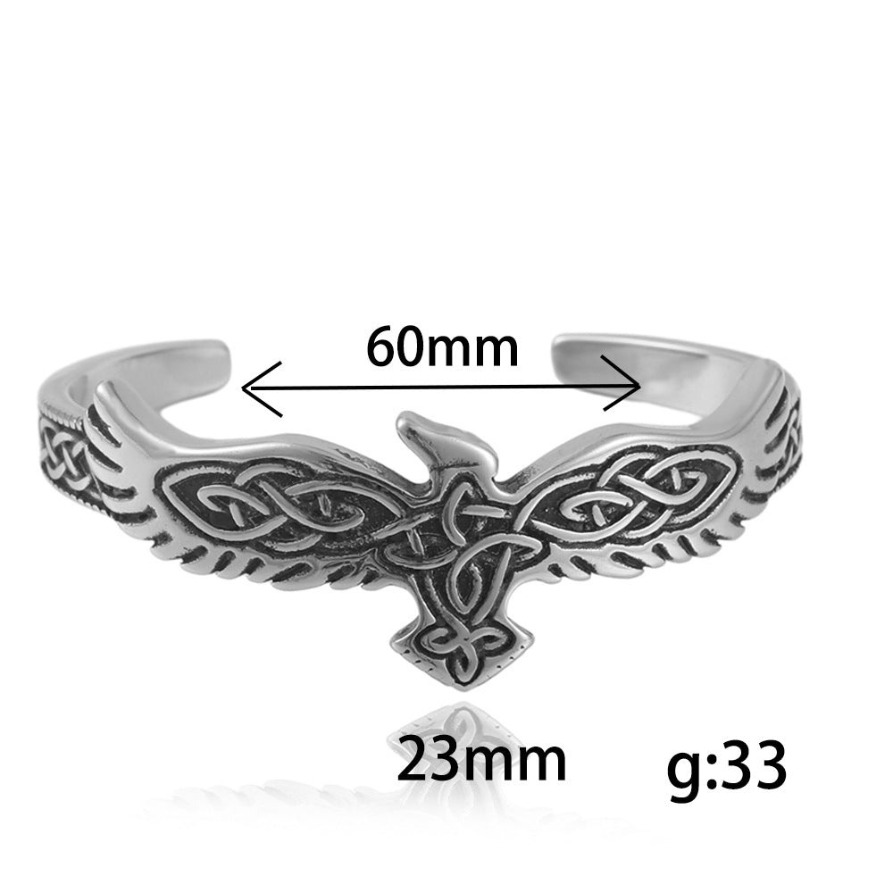 Titanium Steel Eagle Woven Bracelet for Men - Trendy Open Design