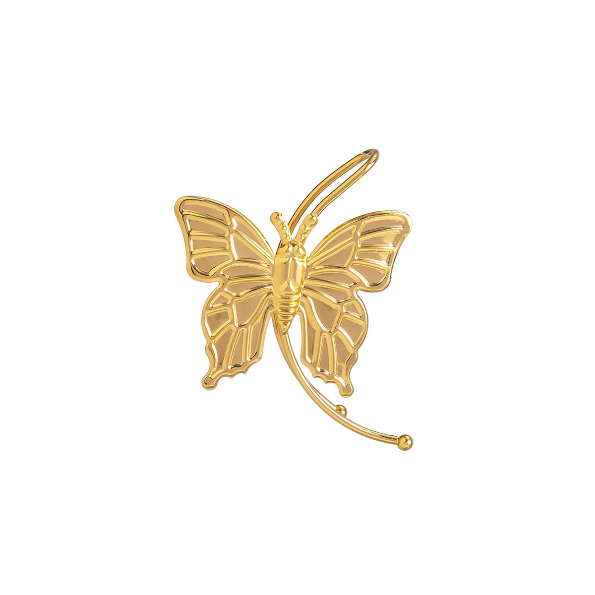 Winged Charm Clip Earring - Elegant Single Butterfly Ear Cuff For Non-Pierced Right Ear