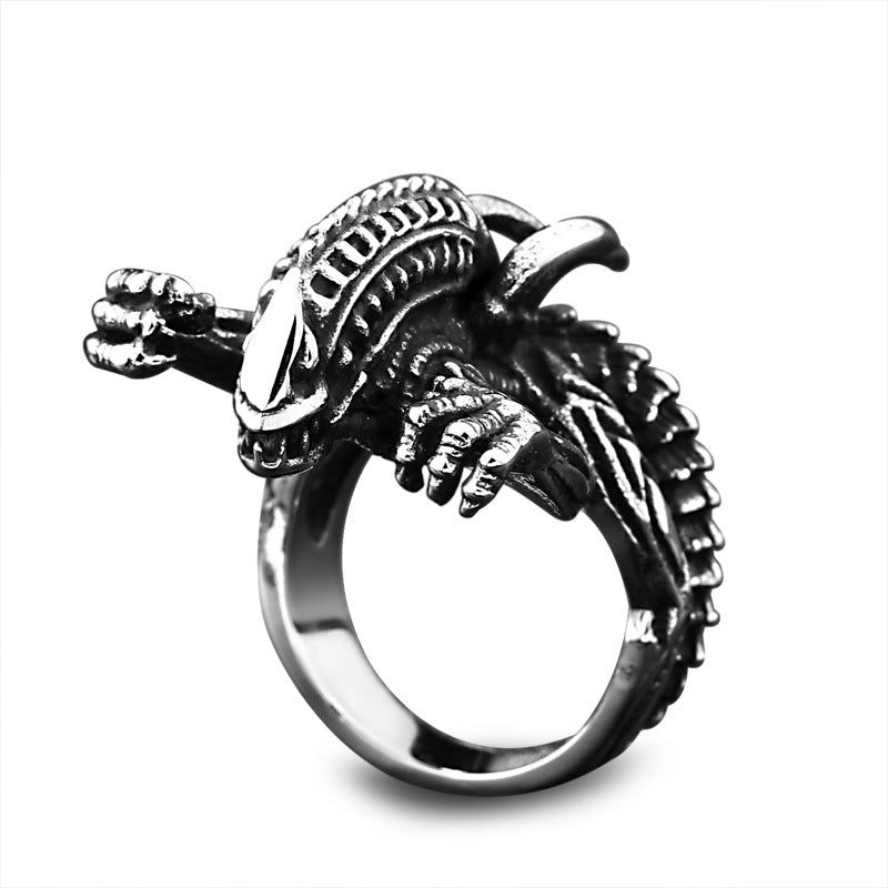 Stainless Steel 3D Animal Ring for Men - Retro Titanium Steel Design, Sizes 7-13