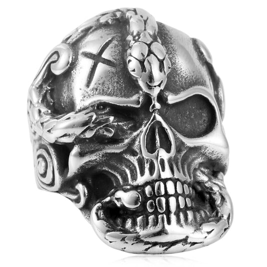 Titanium Steel Skull and Snake Ring for Men - Personalized Retro Trendy Accessories