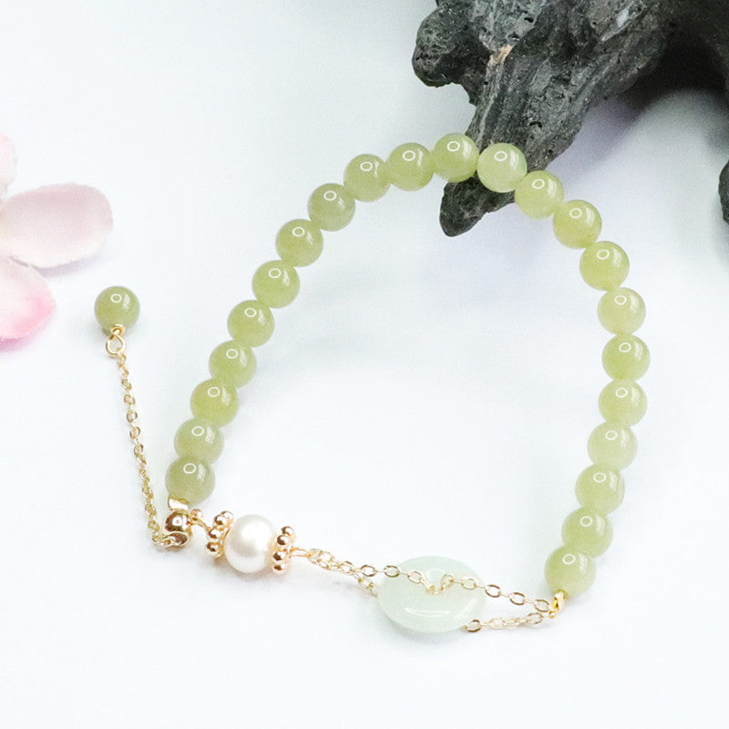 Clear Water Jadeite Bracelet with Sterling Silver Safety Clasp