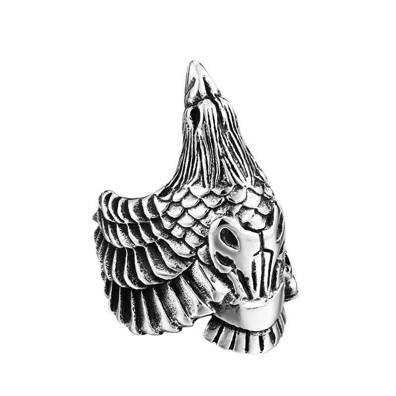 Titanium Steel Raven Viking Ring – Stylish Men's Stainless Steel Jewelry