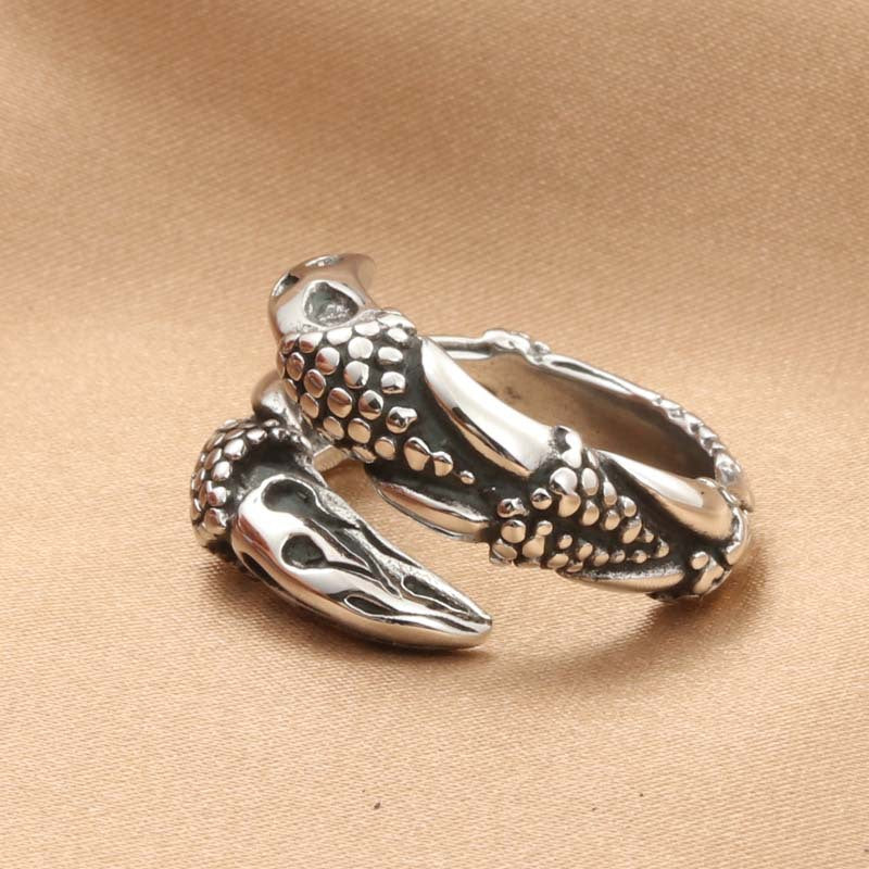 Titanium Steel Eagle Claw Ring - Retro Trendy Men's Accessory from Planderful Collection