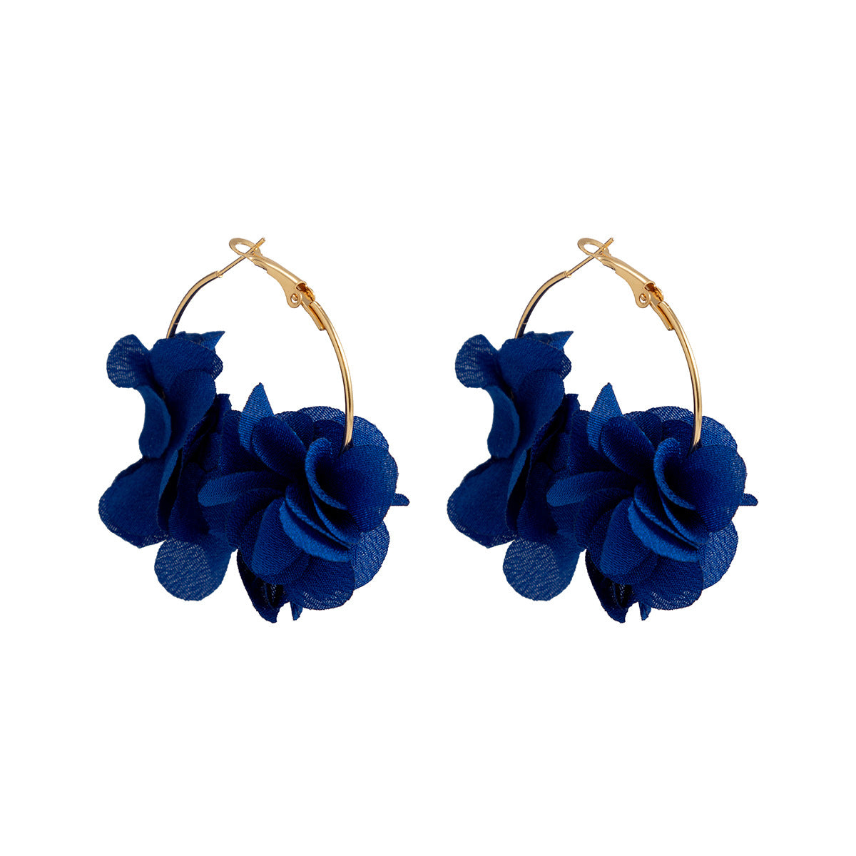 European and American Cross-Border Floral Fabric Tassel Earrings