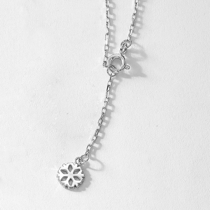 Hollow Butterfly Zircon Snowflake Sterling Silver Necklace