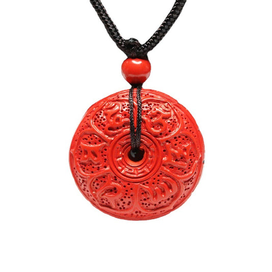 Cinnabar Buckle Six-character Mantra Pendant Jewelry