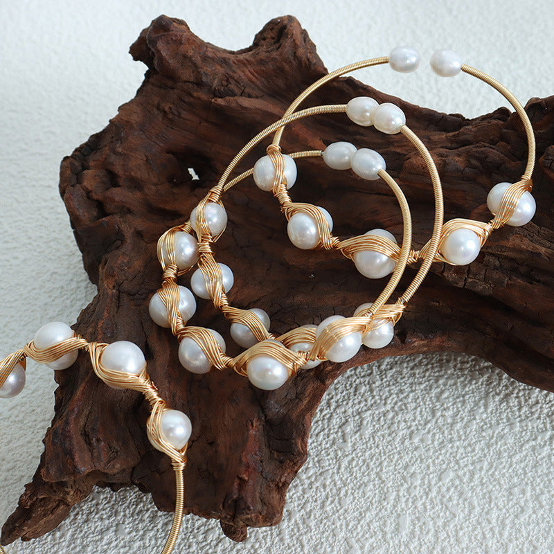 Baroque Freshwater Pearl Soft Line Bracelet with Brass Accents - DIY Handcrafted Women's Jewelry