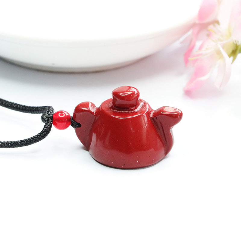 Ethnic Charm Vermilion Sand Tea Pot Pendant