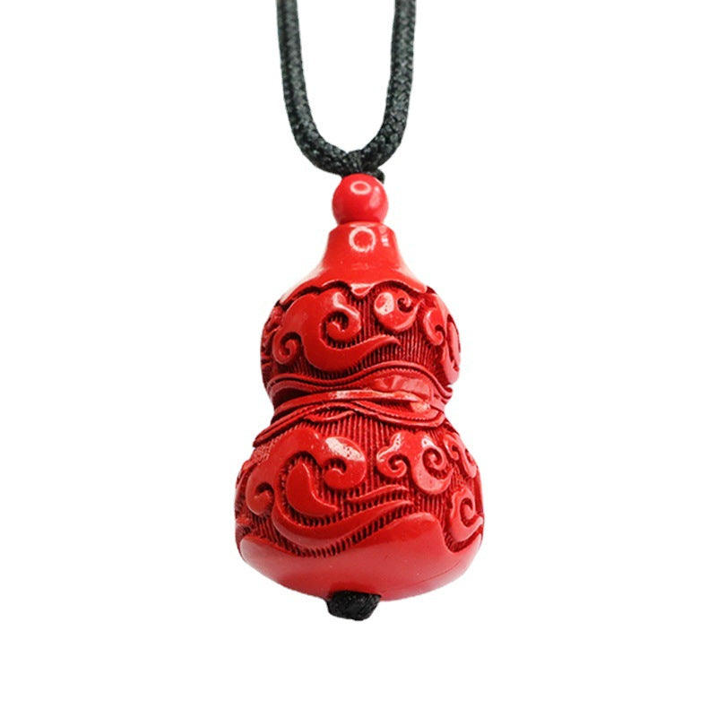 Red Cloud Sterling Silver Cinnabar Gourd Pendant