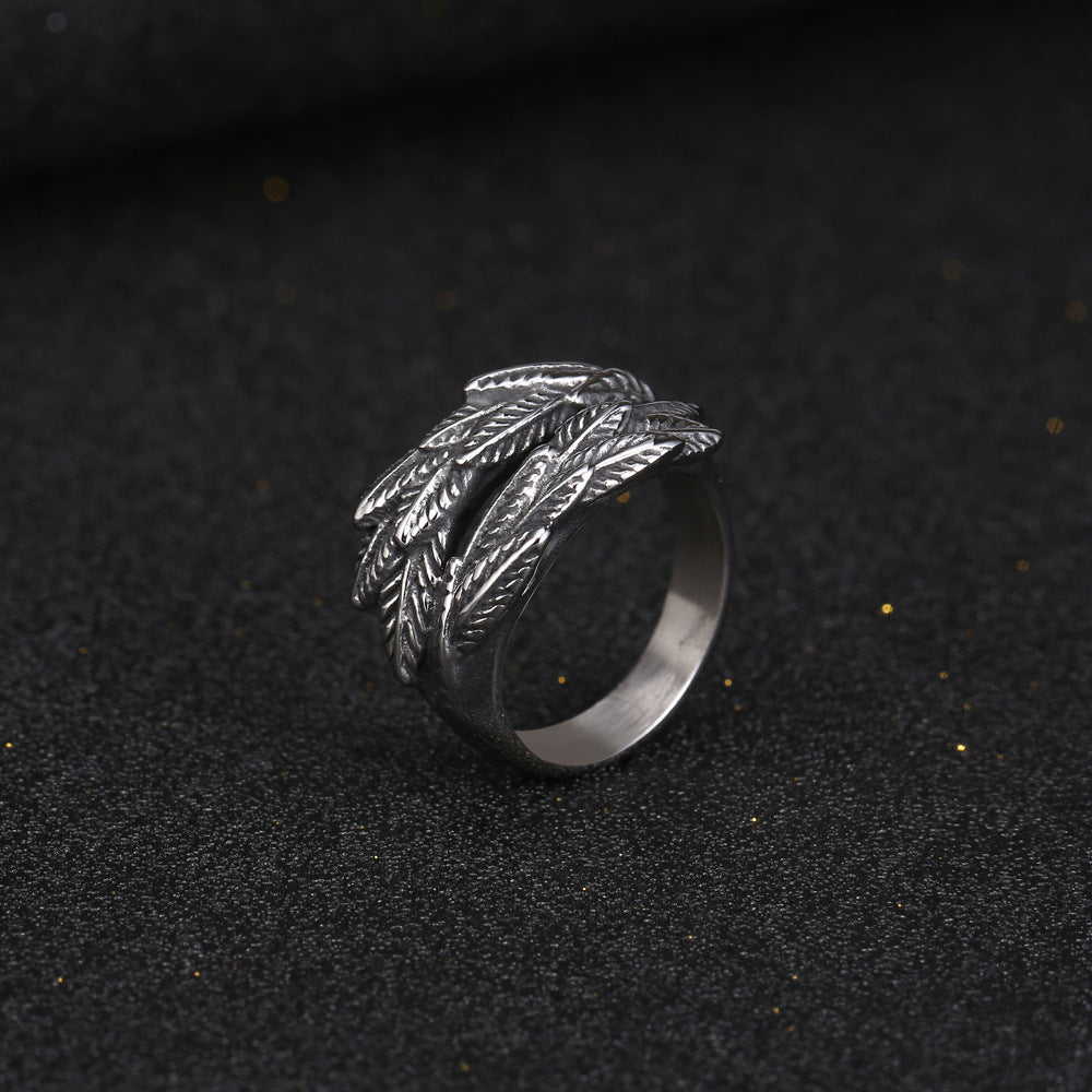 Personalized Wheat Ear Titanium Steel Ring for Men - Trendy Hip-Hop Jewelry