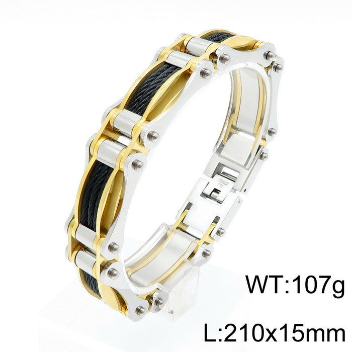 Men's Titanium Steel Bracelet - European and American Fashion Steel Wire Design for Wholesale