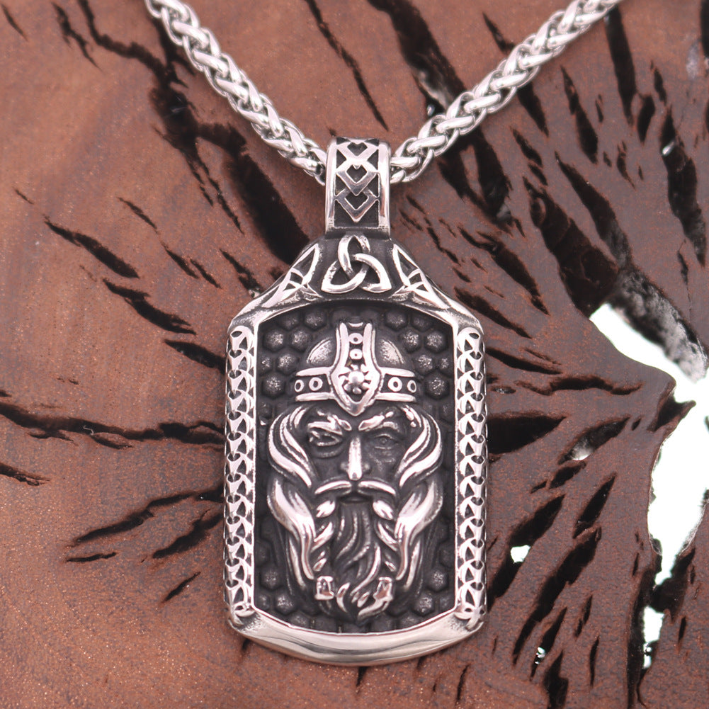 Viking Odin Helmet Pendant Necklace - Men's Nordic Myth Talisman