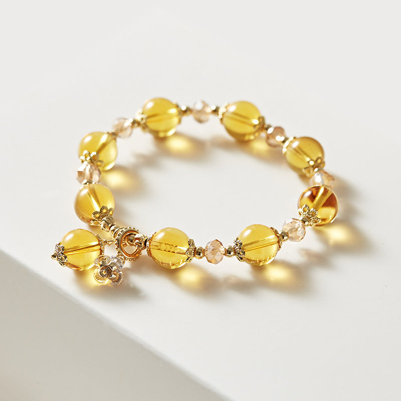 Yellow Crystal Flower Sterling Silver Bracelet - Fortune's Favor Collection