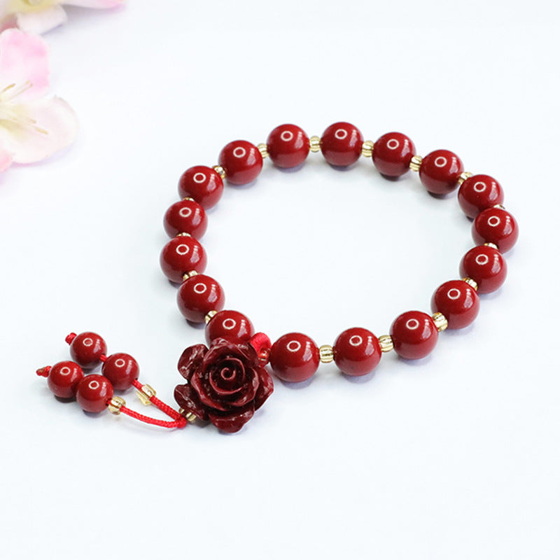 Fortune's Favor Sterling Silver Cinnabar Stone Bracelet