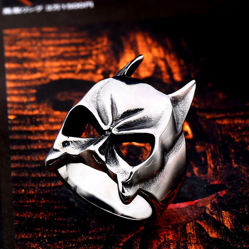 Titanium Steel Batman Mask Ring for Men - Retro Anime Head Jewelry Wholesale