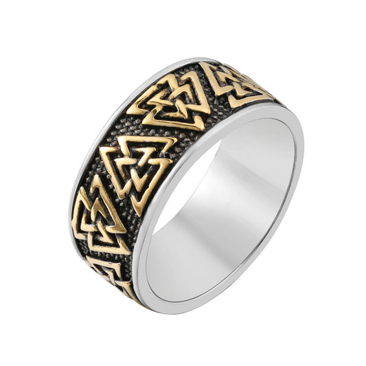 Personalized Retro Viking Triangle Men's Titanium Steel Ring - Wholesale Jewelry for Foreign Trade