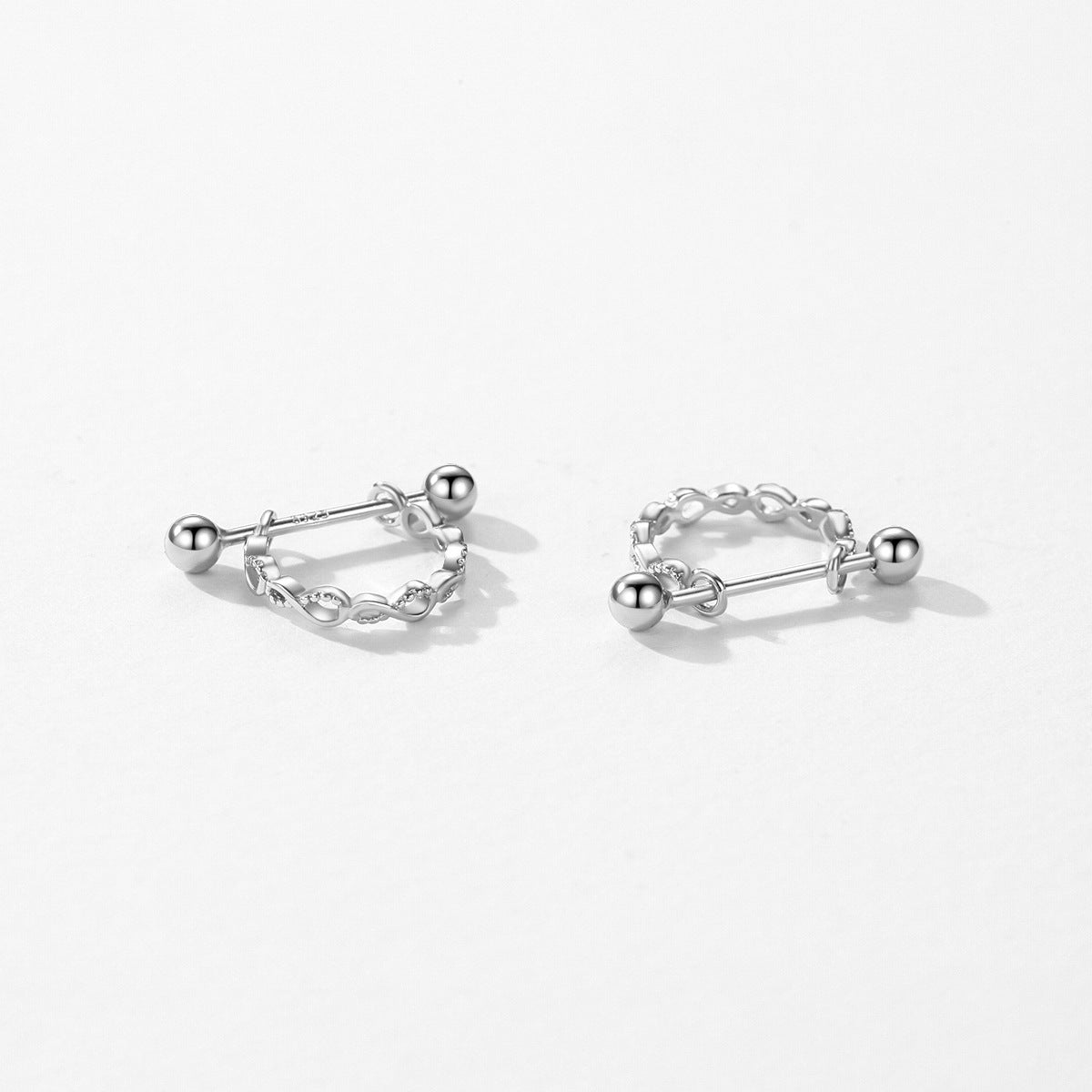 Unlimited Love Sterling Silver Earrings with Instagram Red Wind Screw Buckle