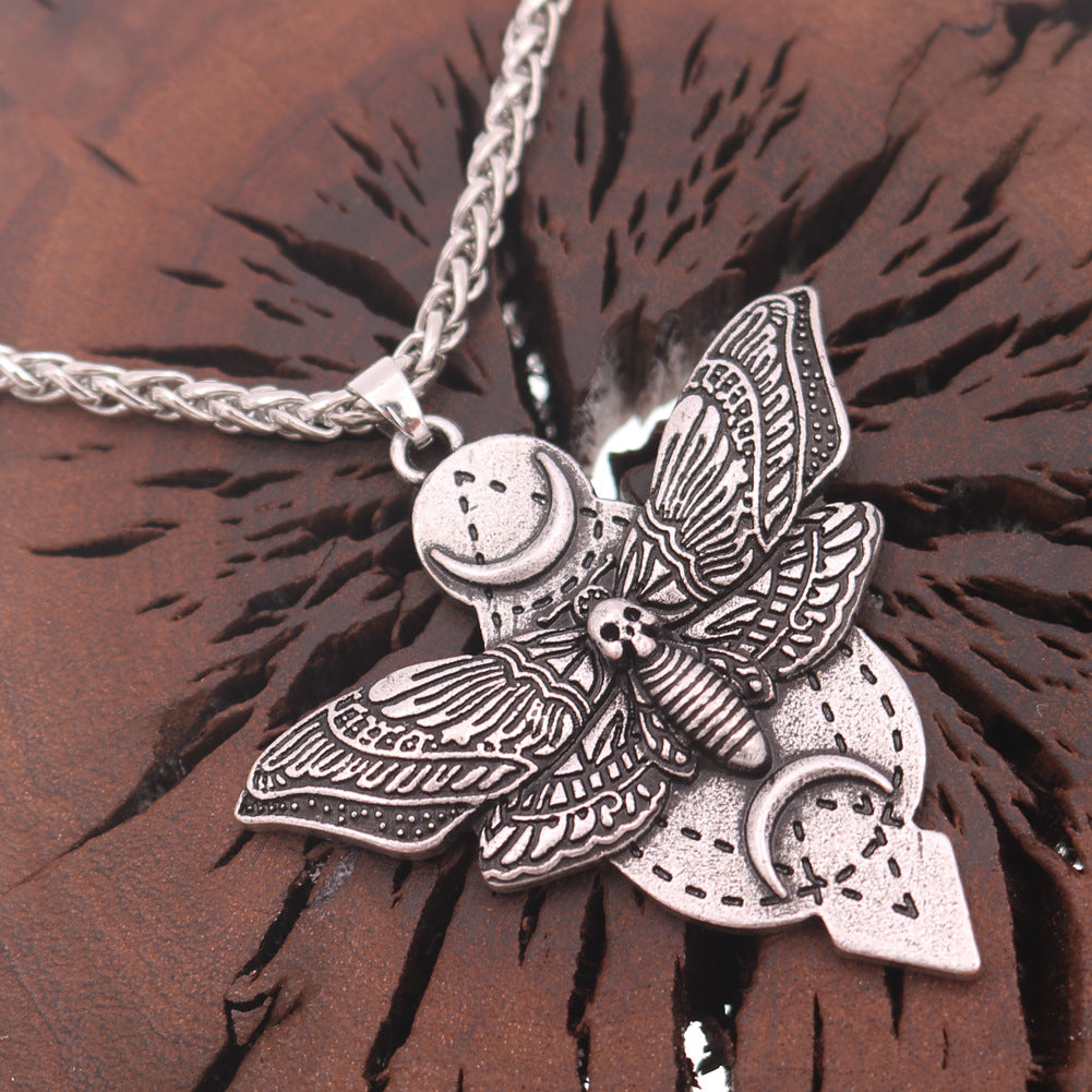 Mystical Moon Moth Men's Necklace with Vintage Charm