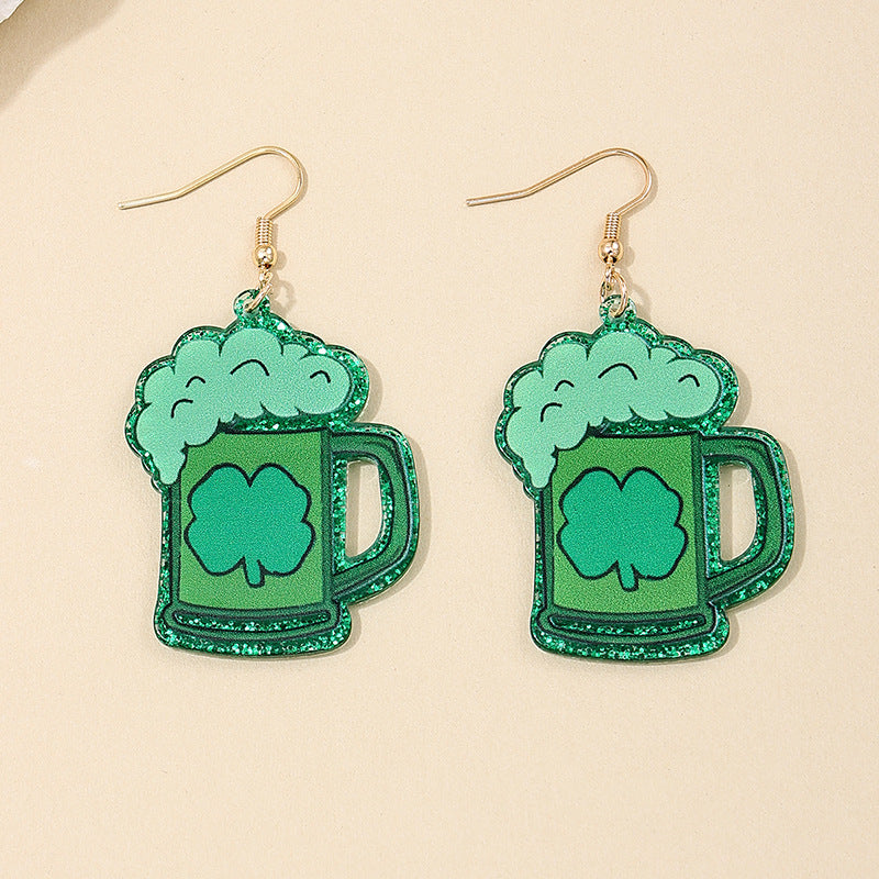 Green Beer Festival Statement Earrings - Vienna Verve Collection