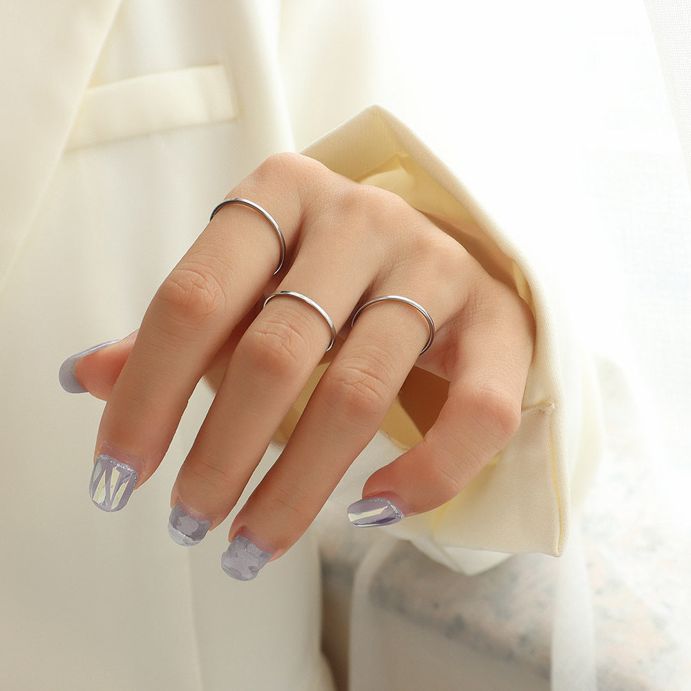 Korean Style Thin Tail Titanium Steel Ring - Elegant Women's Jewelry