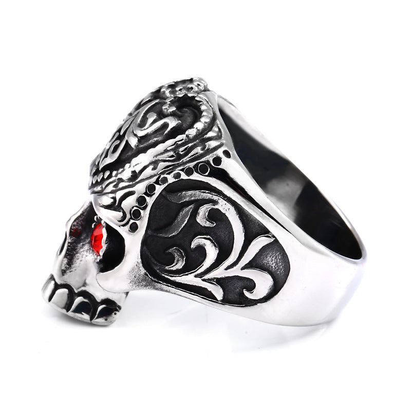 Wholesale Bold Retro Punk Skull Titanium Steel Men's Rings for Trendsetters