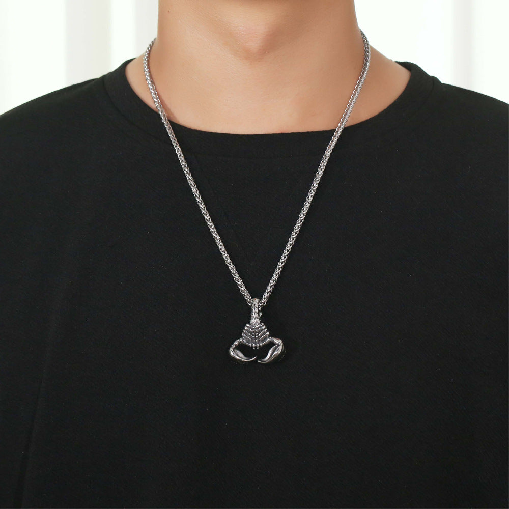 Retro Scorpion Pendant Necklace in Titanium Steel for Men - Rock Style Jewelry