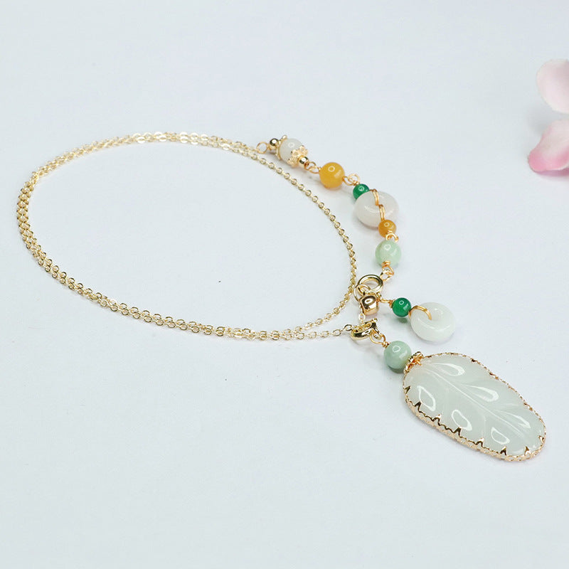 Fortune's Favor Sterling Silver Jadeite Leaf Necklace